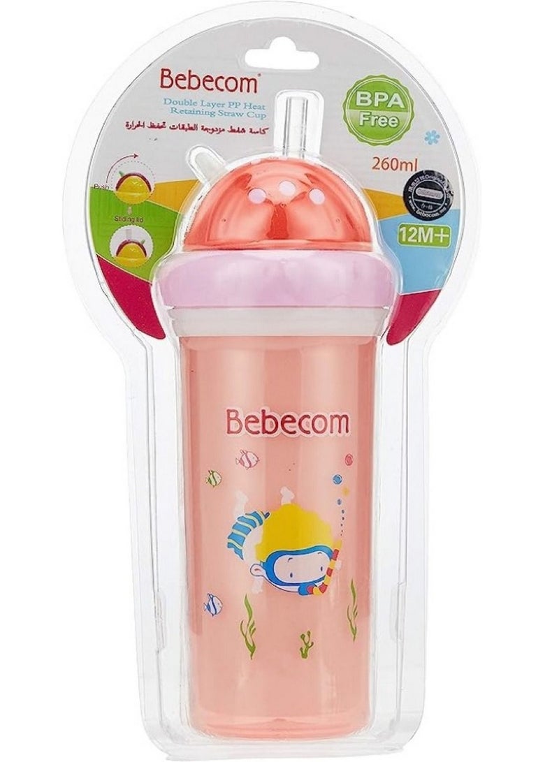 Bebecom Double Layer Heat Retaining Water Cup, 260 ML Assorted Colors
